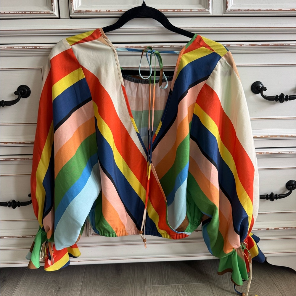 Hope for Flowers Colorful Striped Women's Top‎ Size Medium - Picture 7 of 15